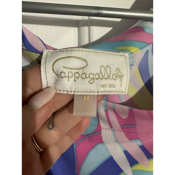 Pappagallo Victoria Preppy Pastel Abstract Print 3/4 Ruffle Sleeve Shift Dress M - Picture 3 of 4